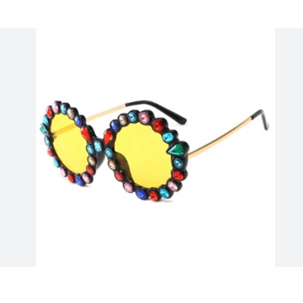 Unique Vintage Round Full Jeweld Sunglasses NWT